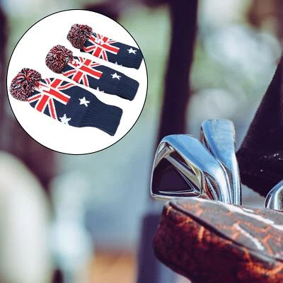 £19.81 • Buy 3x Durable Golf Wood Head Cover Knit UK Flag Driver Headcover Protection