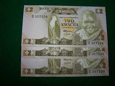 $1.99 • Buy Zambia Paper Currency Three Consecutive Numbered Notes. Mint. 1986-88. P#24. 