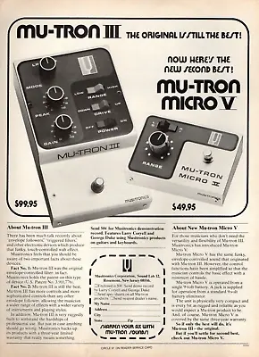 Vtg 1970s MUTRON III MAGAZINE PRINT AD Micro V Effect Pedal Pinup Page • $9.99