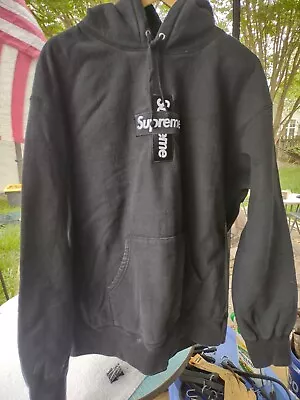 Supreme Cross Box Logo Hoodie Black - PRE OWNED / XL / Extra Large • $100