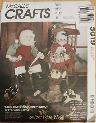 5019 McCalls SEWING Pattern Craft Pattern Stuffed Santa Mrs. Claus Elf Doll OOP • $7.95