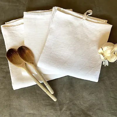 £21 • Buy 3 X Vintage French Linen Flax Torchons Tea Towels Hand Made