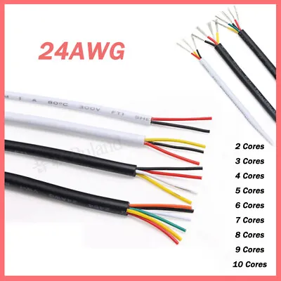 £2.03 • Buy Flexible 2-10 Core Multicore Cable 24AWG Black White Signal Power Data Car Wire