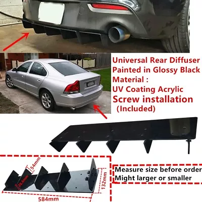 23x5  For Volvo S60 2001-2009  Rear Bumper 5 Shark Fins Diffuser Splitter Black • $39.95