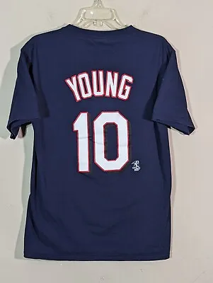 Texas Rangers Michael Young Majestic Jersey T-shirt #10 Blue MLB Medium Y2K Vntg • $20