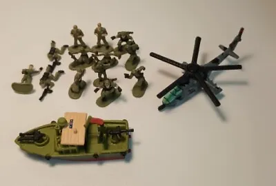 Lot Of Military MicroMachine Galoob  Helicopter MI-24 Pibber Vietnam Boat 13 Men • $39.95