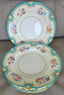 LOT OF 6 - Minton Turquoise Enameled Raised Beaded Gold Floral 9  Plates TATMAN • $399.99