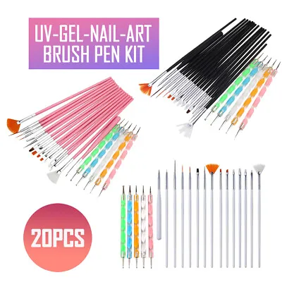 £3.69 • Buy 20PCS Gel Nail Art Brush Set Dotting Painting Drawing Polish Brushes Pen Tools