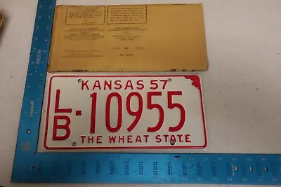 1957 57 Kansas Ks License Plate Nice Tag Labette County W/envelope Lb-10955 • $14