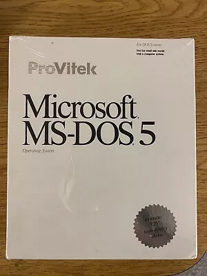 New ProVitek Microsoft MS-DOS 5 Operating System 5.25” 1991 Sealed Vintage • $189