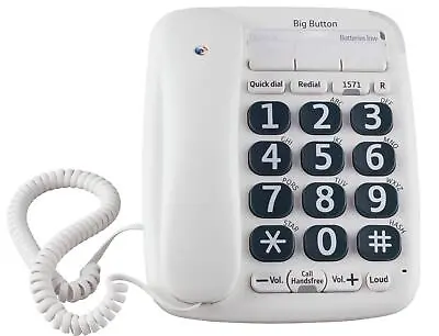 BT Big Button 200 Corded Landline Home Telephone Handsfree White 1 Year Warranty • £19.99