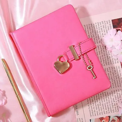 Girls Gifts Leather Journal Heart Lock Notebook With Key School Diaries Birthday • $60.17