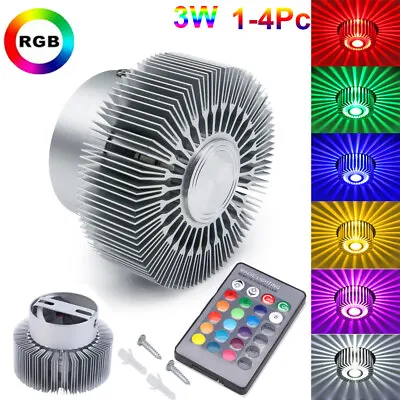 3W RGB Dimmable LED Ceiling Lights Remote Downlight 16 Colour Changing Spotlight • £21.35