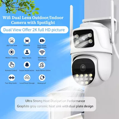 4K Wireless Security Camera System Outdoor Home Dual Lens Wifi Night Vision Cam • $34.98