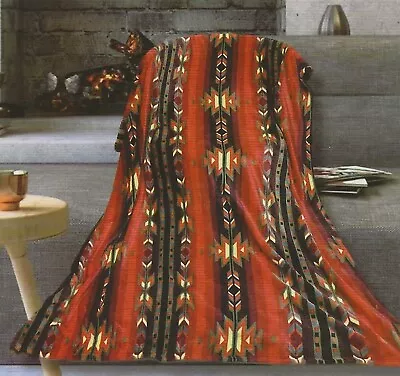 Red Southwest Aztec Twin Size Super Soft Flannel Blanket • $24.99