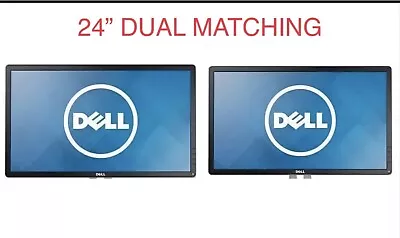 Lot- 2 Dell P2414Hb 24-inch LED Monitors + DisplayPort /VGA /Pwr Cables (2 Sets) • $89