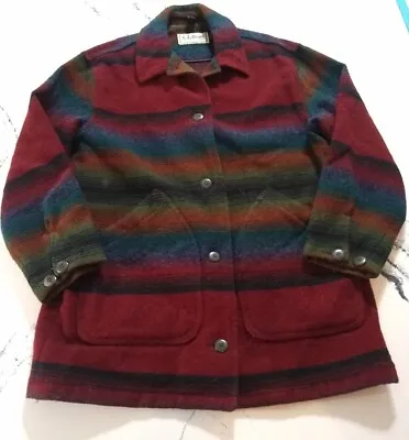 $140 • Buy Vintage L.L. Bean Navajo Aztec Wool Blanket Barn Coat Jacket Sz Medium Men's S/M