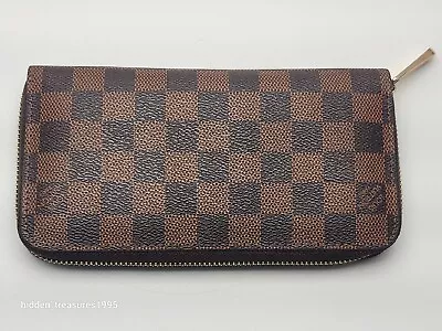 Louis Vuitton Damier Canvas Brown Leather Zippy Wallet / France 5P108  • £332.55