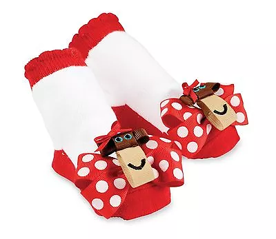 Mud Pie Polka Dot Bow Monkey Socks  0-12 Months • $5