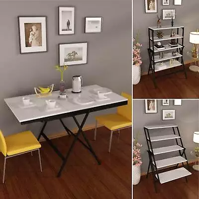 Folding Dining Table Murphy Foldable Table & Shelf Space Saving Kitchen Table • $349.95