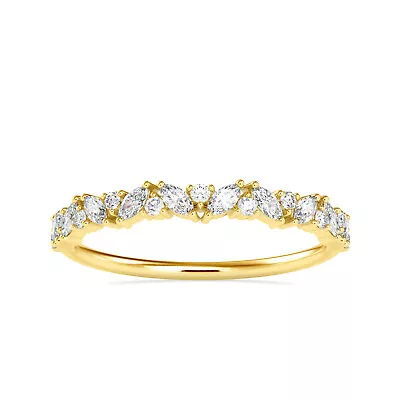 0.35ctw Natural Marquise Round Diamond 14k Solid Gold Alternating Ring For Women • $800