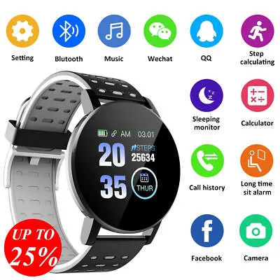 $15 • Buy Men Lady Smart Watch Bluetooth Heart Rate Blood Pressure Tracker For IOS/Android
