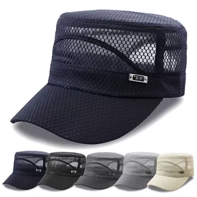 Mens Cap Army Hat Cadet Castro Military Patrol Baseball Cap Hats Adjustable • £5.39
