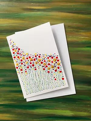 £3.49 • Buy Original Hand Painted Greetings Card, Floral Garden, Meadow, Flowers In Dots.