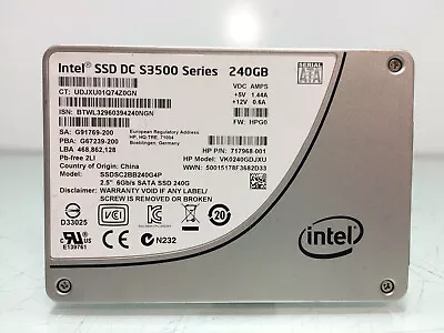 Intel SSDSC2BB240G4P DC S3500 Series 240GB 2.5  SATA 6Gb/s SSD HP 717968-001 • $19.95