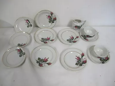 Vintage Japan Childs Tea Set  Moss Rose Replacement Creamer Plates Cups Saucers • $24.95