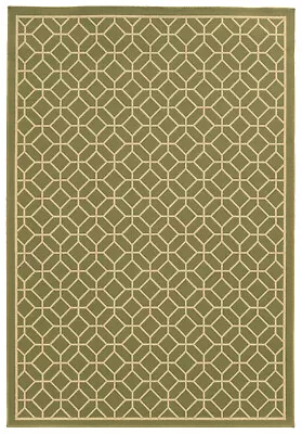 Green Circles Diamonds Octagon Geometric Area Rug 4771B - Aprx 5' 3  X 7' 6  • $159