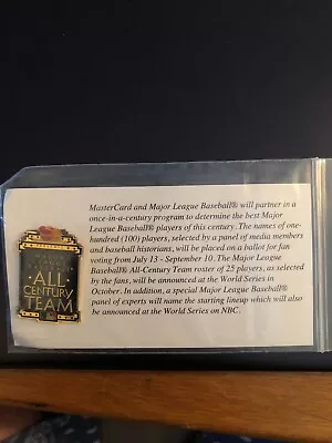 MLB ALL CENTURY TEAM Pin In Bag. 30 Players Selected In 1999.    • $15