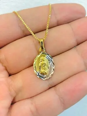 Virgen De Guadalupe Necklace Pendant 20x13m 18” Gold Filled For Womens Box Link. • $24.99