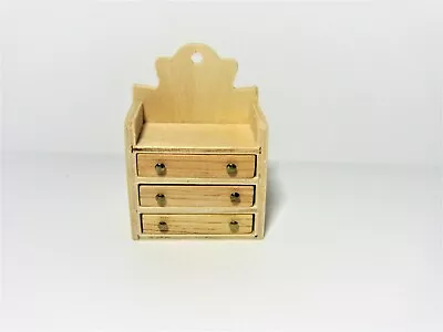 Dollhouse Miniature 3 Drawer Chest Small Cabinet Wood1:12 Scale Barewood • $10.25