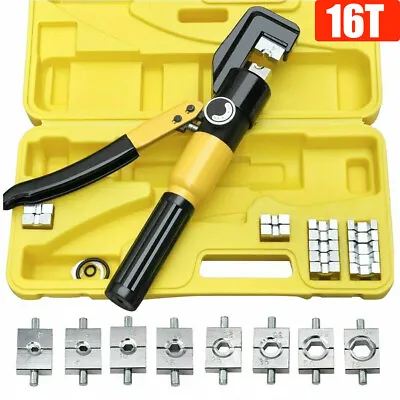 £24.99 • Buy 16 Ton Hydraulic Crimper Crimping Tool Dies Wire Battery Cable Hose Lug Terminal