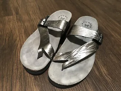 Mephisto Size 38 US 8 Pewter Leather Sandals Women's Shoes • $39.99