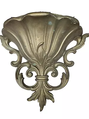 VTG  HOMCO Gold Fleur-de-lis Wall Pocket Planter 4446 Hollywood Regency 1962 • $12.50