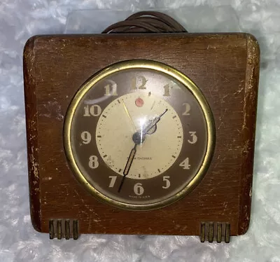 Vtg Seth Thomas Model ECHO-3E Art Deco Style Wood Case Alarm Clock PARTS REPAIR • $15.99