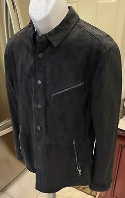 John Varvatos Kadd Goat Suede Shirt Jacket-size 48 EU 38 US-Midnight NWT • $688