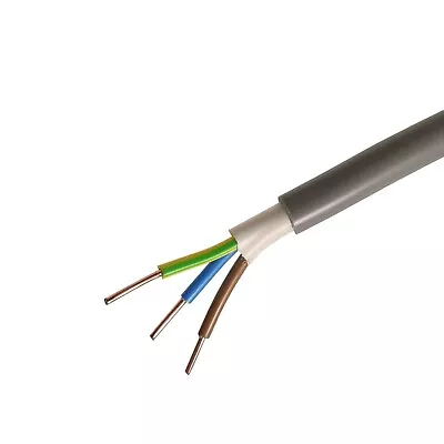 £9.99 • Buy 5 Meter Outdoor - Indoor Electric Cable 1.5 Mm X 3 Core Gray + Free Clips