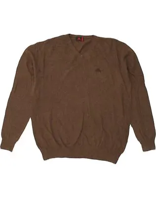KAPPA Mens V-Neck Jumper Sweater 2XL Brown Wool AE03 • £15.04