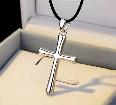 Mens Womens 925 Sterling Silver IP Cross Pendant  Necklace  • $8.99