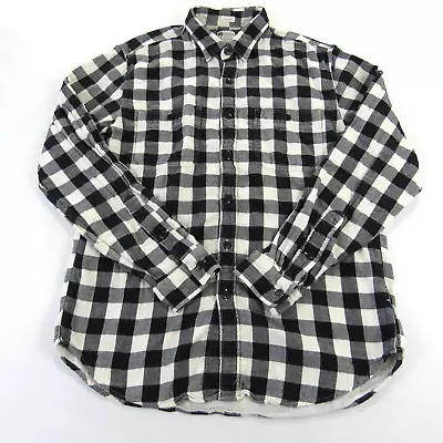 J Crew Shirt Mens Medium Black White Check Tailored Fit Button Up Long Sleeve • $12.02