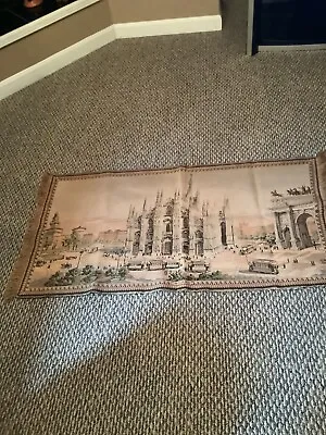 Vintage Antique Italian Tapestry 24x49 Milano Cathedral 19th Century • $48