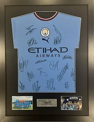 Manchester City Signed Shirt Framed COA (Haaland & De Brunye Inc) Treble • £175