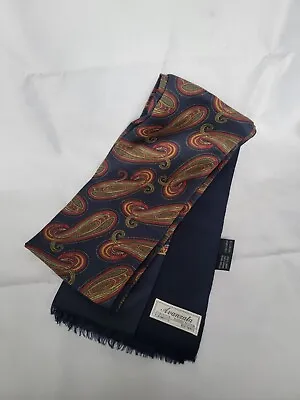 AVANZATA For HARRY ROSEN Men Blue Yellow Red Paisley Two Sided Silk Scarf. A5 • $35