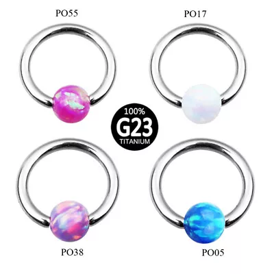 G23 Titanium Opal 16g Captive Bead Closure Ring CBR Septum Nose Lip Ear Piercing • £3.89