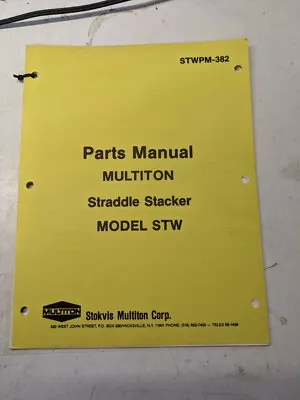 Multiton Fork Lift Truck Parts List Manual Book Stw Stacker Stwpm-382 Model • £53.03