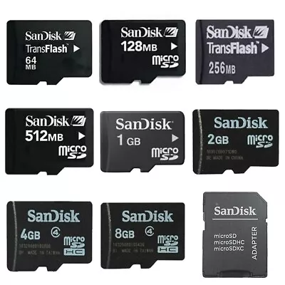 SanDisk 64 128 256 512MB 1 2 4 8 16 32GB Micro SD SDHC C4 TF Memory Card SDSDQ • $9.45