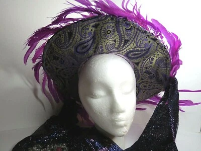 $52.40 • Buy Renaissance Medieval Fair Hat Chaperone Headdress W Feathers. Costume Cosplay.